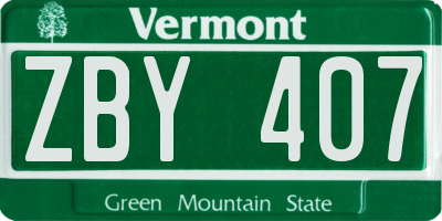 VT license plate ZBY407