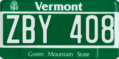 VT license plate ZBY408