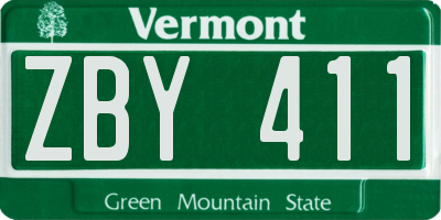 VT license plate ZBY411