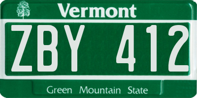 VT license plate ZBY412