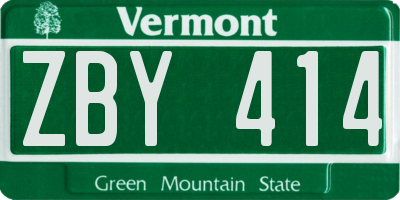 VT license plate ZBY414