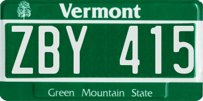 VT license plate ZBY415