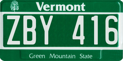 VT license plate ZBY416