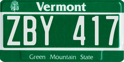 VT license plate ZBY417