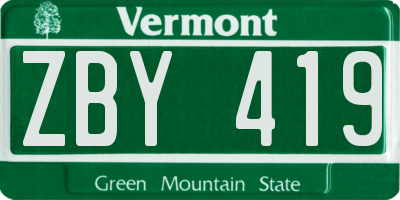 VT license plate ZBY419