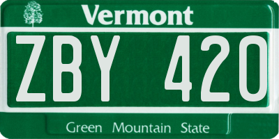 VT license plate ZBY420