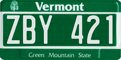 VT license plate ZBY421