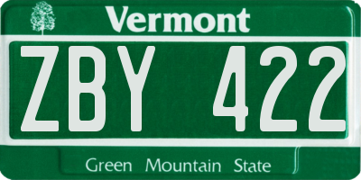 VT license plate ZBY422