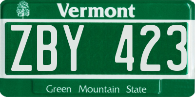 VT license plate ZBY423