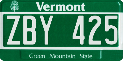 VT license plate ZBY425