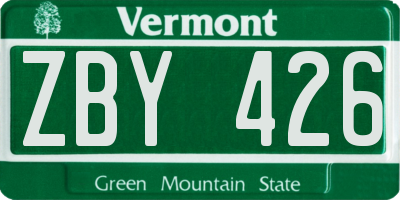 VT license plate ZBY426