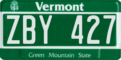 VT license plate ZBY427