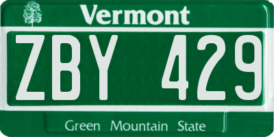 VT license plate ZBY429