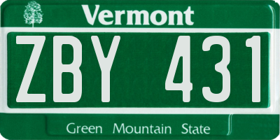 VT license plate ZBY431