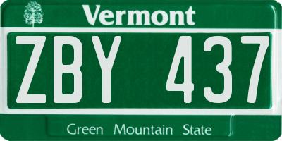 VT license plate ZBY437