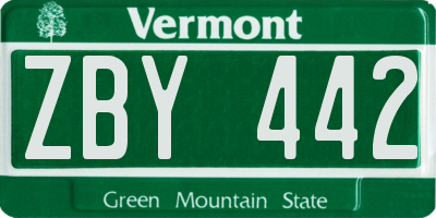 VT license plate ZBY442