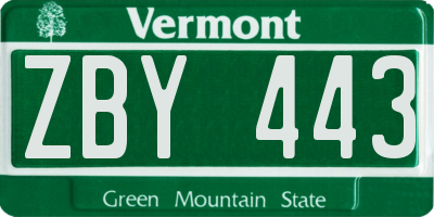 VT license plate ZBY443