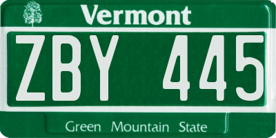 VT license plate ZBY445