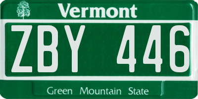 VT license plate ZBY446