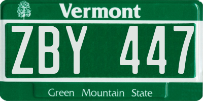 VT license plate ZBY447