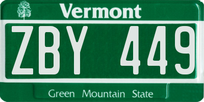 VT license plate ZBY449
