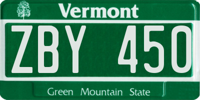 VT license plate ZBY450