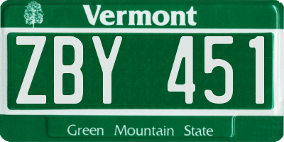VT license plate ZBY451