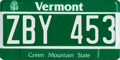 VT license plate ZBY453
