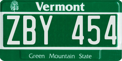 VT license plate ZBY454