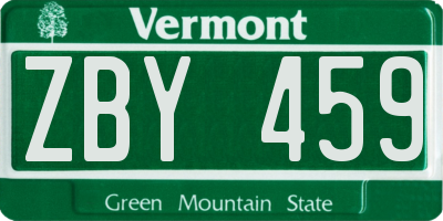 VT license plate ZBY459