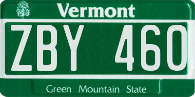 VT license plate ZBY460