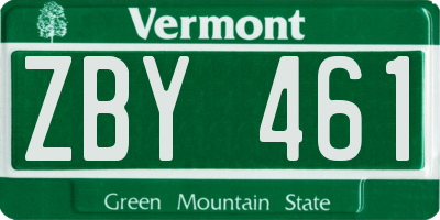 VT license plate ZBY461