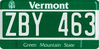 VT license plate ZBY463