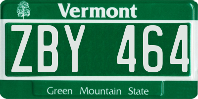 VT license plate ZBY464