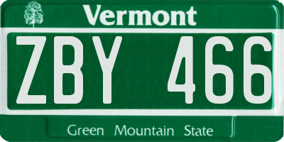 VT license plate ZBY466