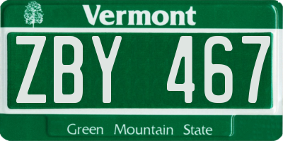 VT license plate ZBY467