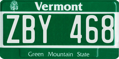 VT license plate ZBY468