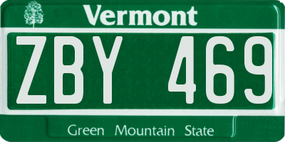 VT license plate ZBY469