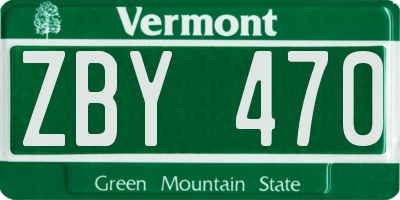 VT license plate ZBY470