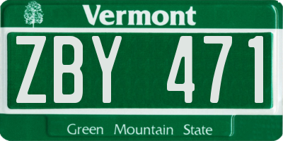 VT license plate ZBY471
