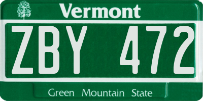 VT license plate ZBY472