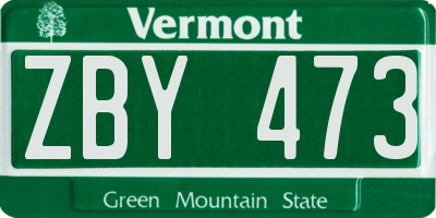 VT license plate ZBY473
