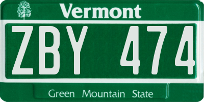 VT license plate ZBY474