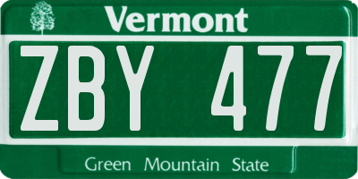 VT license plate ZBY477