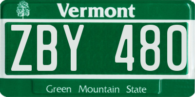 VT license plate ZBY480