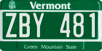 VT license plate ZBY481