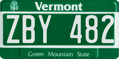 VT license plate ZBY482