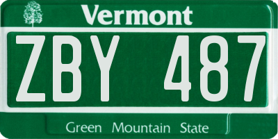 VT license plate ZBY487