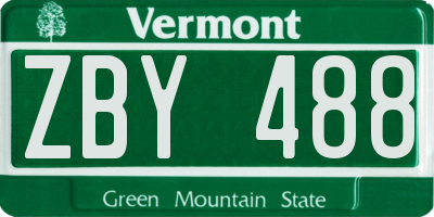 VT license plate ZBY488