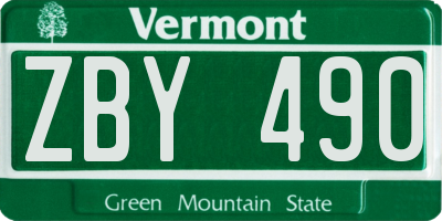 VT license plate ZBY490